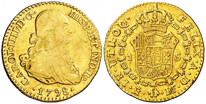 1798. Carlos IV. Madrid. MF. 1 escudo. (Cal. 497). 3,31 g. BC+/MBC-.