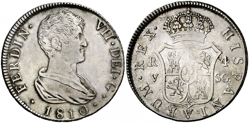 1810. Fernando VII. Valencia. SG. 4 reales. (Cal. 829). 13,41 g. Rara. MBC+.
