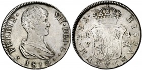 1810. Fernando VII. Valencia. SG. 4 reales. (Cal. 829). 13,41 g. Rara. MBC+.