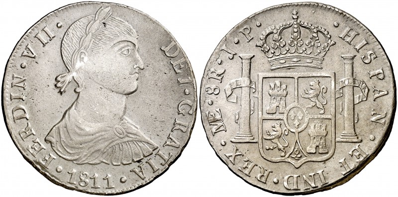 1811. Fernando VII. Lima. JP. 8 reales. (Cal. 476). 26,33 g. Busto indígena. Lim...
