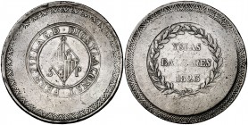 1823. Fernando VII. Mallorca. 5 pesetas. (Cal. 531). 26,93 g. Golpecitos. MBC-.