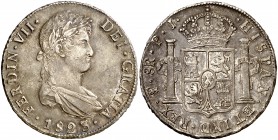 1823. Fernando VII. Potosí. PJ. 8 reales. (Cal. 613). 26,81 g. MBC+.