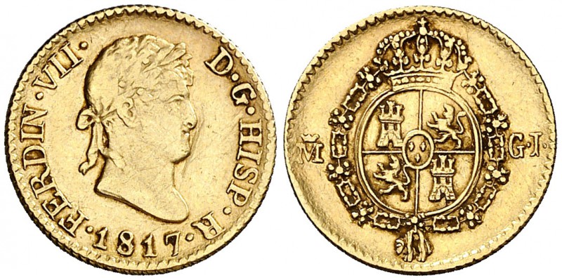1817. Fernando VII. Madrid. GJ. 1/2 escudo. (Cal. 360). 1,72 g. MBC-.