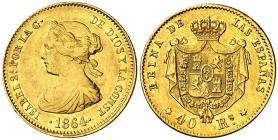 1864. Isabel II. Madrid. 40 reales. (Cal. 106). 3,31 g. MBC+/EBC-.