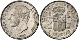 1882*1882. Alfonso XII. MSM. 2 pesetas. (Cal. 51). 10,02 g. Muy bella. Brillo original. Rara así. S/C-.