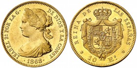 1868*1873. I República. 10 escudos. (Cal. 1). 8,33 g. A nombre de Isabel II. EBC-.