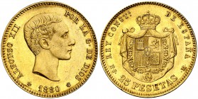 1880*1880. Alfonso XII. MSM. 25 pesetas. (Cal. 10). 8,05 g. EBC-.