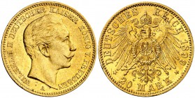 1899. Alemania. Prusia. Guillermo II. A (Berlín). 20 marcos. (Fr. 3831) (Kr. 521). 7,96 g. AU. EBC-/EBC.