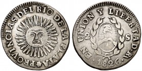 1826. Argentina. RA. 2 soles. (Kr. 18). 6,43 g. AG. Escasa. MBC.