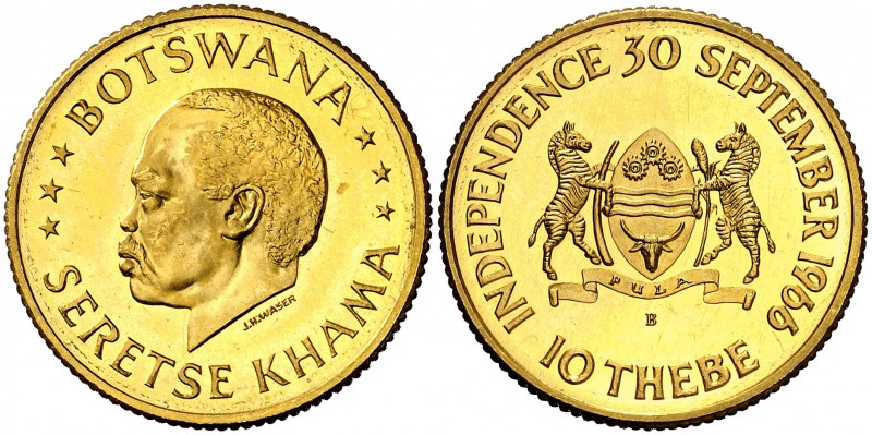 1966. Botsuana B (Berna). 10 thebe. (Fr. 1) (Kr. 2). 11,30 g. AU. Independencia....