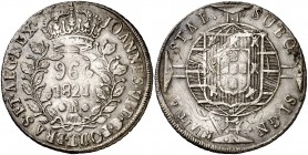 1821. Brasil. Juan VI. B (Bahía). 960 reis. (Kr. 326.2). 26,72 g. AG. Acuñada sobre un 8 reales español. MBC.