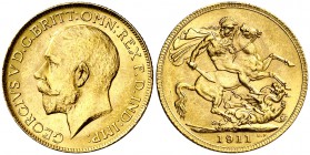 1911. Canadá. Jorge V. C 1 libra. (Fr. 2) (Kr. 20). 7,98 g. AU. Bella. EBC.