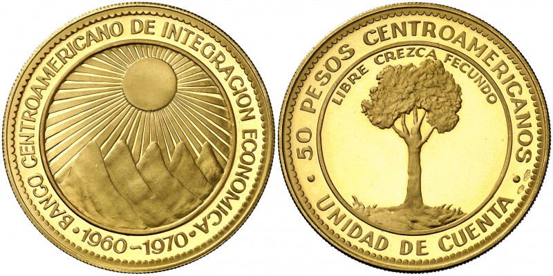 1970. Centro-América. 50 pesos. (Fr. 1) (Kr. UWC. 1). 20,08 g. AU. 10º Aniversar...