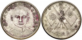(1927). China. 20 centavos (2 chiao). (Kr. 340). 5,28 g. AG. Escasa. EBC-.