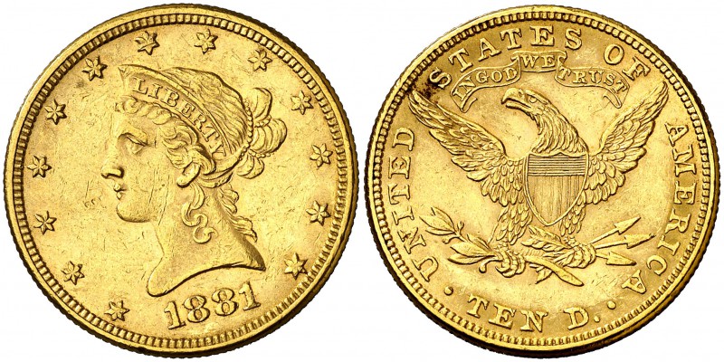 1881. Estados Unidos. Filadelfia. 10 dólares. (Fr. 158) (Kr. 102). 16,70 g. AU. ...
