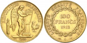 1912. Francia. III República. A (París). 100 francos. (Fr. 590) (Kr. 858). 32,21 g. AU. EBC.