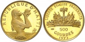 1973. Haití. 500 gourdes. (Fr. 24) (Kr. 109). 6,72 g. AU. Acuñación de 915 ejemplares. Proof.