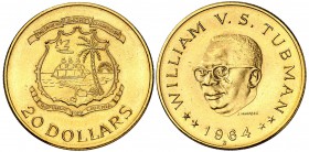 1964. Liberia. B (Berna). 20 dólares. (Fr. 1) (Kr. 19). 18,66 g. AU. William V. S. Tubman. S/C.