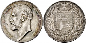 1904. Liechtenstein. Juan II. 5 coronas. (Kr. 4). 24 g. AG. Rara. EBC-.
