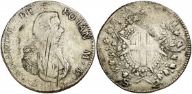 1796. Orden de Malta. Emmanuele de Rohan. 2 escudos. (Kr. 343). 23,19 g. AG. Rayitas de acuñación. Rara. MBC-.