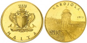 1973. Malta. 10 liras. (Fr. 54) (Kr. 21). 3,01 g. AU. Proof.