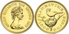 1975. Mauricio. Isabel II. 1000 rupias. (Fr. 2) (Kr. 42). 33,65 g. AU. Conservación de la Naturaleza. Acuñación de 1966 ejemplares. Rara. S/C-.