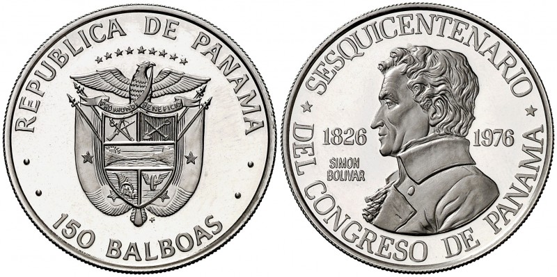 1976. Panamá. 150 balboas. (Fr. 3) (Kr. 43). 9,33 g. Platino. 150º Aniversario d...
