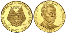 1965. Ruanda. 10 francos. (Fr. 4) (Kr. 1). 3,73 g. AU. Proof.