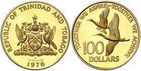 1976. Trinidad y Tobago. FM (Franklin Mint). 100 dólares. (Fr. 1) (Kr. 37). 6,41 g. AU. Proof.