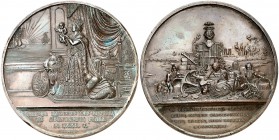 1857. Isabel II Barcelona. Nacimiento del futuro Alfonso XII. (V.Q. 14333) (Cru.Medalles 582b). 262 g. Ø 72 mm. Bronce. Grabador: Casals. Golpe en can...