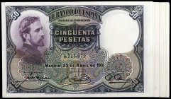 1931. 50 pesetas. (Ed. C10) (Ed. 359). 25 de abril, Rosales. Lote de 19 billetes, se incluyen 7 parejas y un trío correlativo. EBC+.