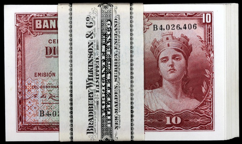 1935. 10 pesetas. (Ed. C15a) (Ed. 364a). Lote de 85 billetes correlativos, serie...