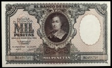 1940. 1000 pesetas. (Ed. D41) (Ed. 440). 9 de enero, Murillo. Leve doblez. Raro. EBC-.