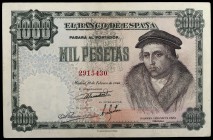 1946. 1000 pesetas. (Ed. D54) (Ed. 453). 19 de febrero, Luis Vives. Leve doblez. Raro. EBC-.
