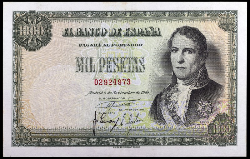 1949. 1000 pesetas. (Ed. D49) (Ed. 458). 4 de noviembre, Santillán. Leve doblez....