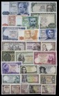 1936 a 1985. Lote de 25 billetes españoles de distintos valores. Muy interesante. A examinar. MBC+/S/C-.