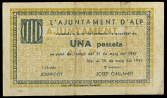 Alp. 50 céntimos y 1 peseta (dos). (T. 179f, 180d y 181). 3 billetes, la rara primera serie completa. BC/MBC.