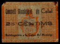 Calaf. 25 (tres), 50 céntimos (cuatro) y 1 peseta (tres). (T. 675, 676, 677 var, 678, 679, 680a, 682a, 684, 684b y 685). 10 billetes en celuloide. Una...