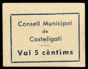 Castellgalí. 5, 50 céntimos y 1 peseta. (T. 853d, 854b y 856a). 2 billetes, serie completa y 1 cartón (éste rarísimo). BC/EBC.