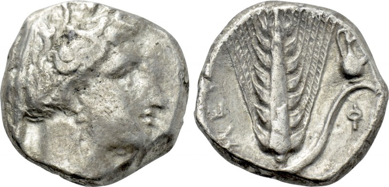 LUCANIA. Metapontion. Nomos (Circa 340-330 BC). 

Obv: Head of Demeter right, ...