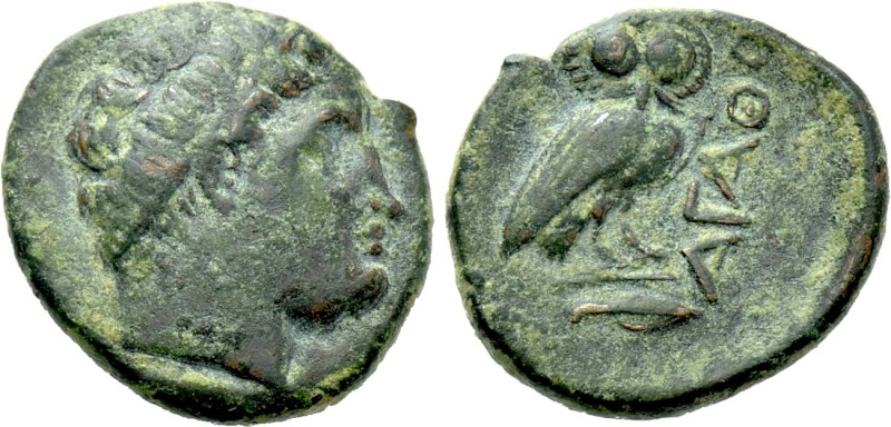 THRACE. Agathopolis. Ae (Circa 300 BC). 

Obv: Diademed male head right.
Rev:...