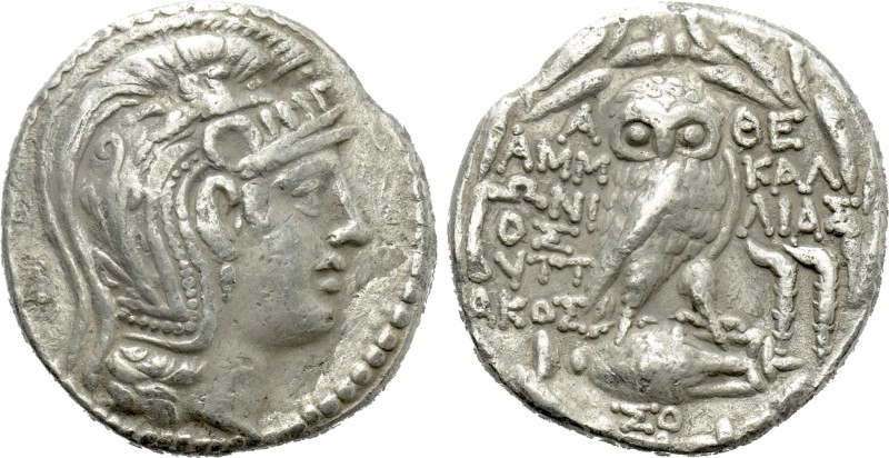 ATTICA. Athens. Tetradrachm (Circa 118/7 BC). New Style coinage. Ammonios, Kalli...