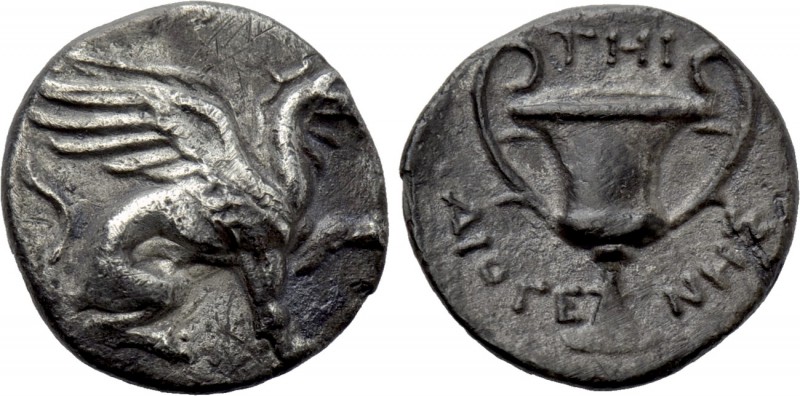 IONIA. Teos. Hemidrachm (Circa 370-340 BC). Diogenes, magistrate. 

Obv: Griff...