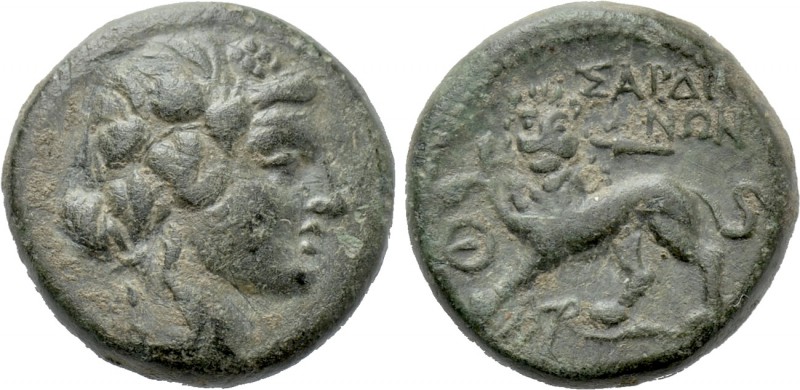 LYDIA. Sardes. Ae (Circa 2nd-1st centuries BC). 

Obv: Head of Dionysos right,...