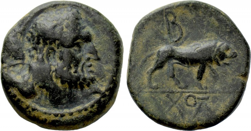 KINGS OF GALATIA. Amyntas (36-25 BC). Ae. Dated RY 5 (31/0). 

Obv: Head of He...