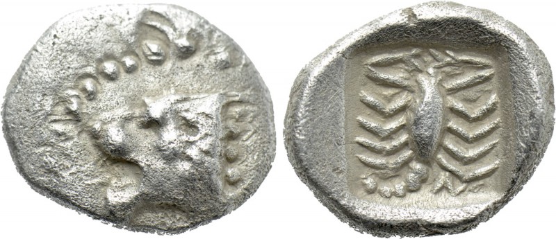 CARIA. Mylasa(?) Hemiobol (Circa 5th century BC). 

Obv: Head of roaring lion ...