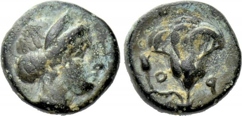 CARIA. Rhodes. Ae (Circa 404-385 BC). 

Obv: Head of the nymph Rhodos right.
...