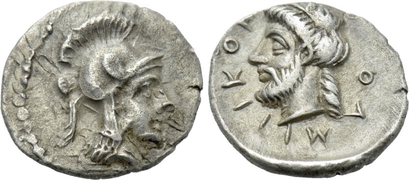 CILICIA. Holmoi. Obol (Circa 4th century BC). 

Obv: Head of Athena left, wear...