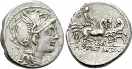 APPIUS CLAUDIUS PULCHER, T. MANLIUS MANCIUS and Q. URBINIUS. Denarius (111-110 BC). Rome.