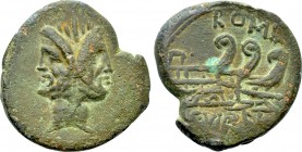 C. VIBIUS C.F. PANSA. Ae As (90 BC). Rome.